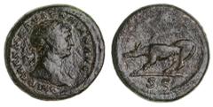 Roman Silver & Bronze Coins - Imperial Trajan, (A.D. 98-117), AE quadrans, issued 107, Rome Mint, (2.95 g), obv. laureate head to right of Trajan, around IMP CAES NERVA TRAIAN AVG, rev. She wolf stand