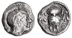 Greek Silver & Bronze Coins Attica, Athens, (c.454-404 B.C.), silver triobol (2.03 g), obv. helmeted crested head of Athena right, rev. owl standing facing between olive sprays, A Q E around, (cf.S.25