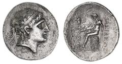 Greek Silver & Bronze Coins Syria, Seleucid kingdom of Antiochos Hierax, (246-227 B.C.), silver tetradrachm, (16.06 g), Lysimacheia Mint, obv. head of Antiochos I to right, rev. Apollo seated to left,