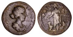 Roman Provincial Phrygia, Laodicea ad Lycum, Faustina Junior, (152-175 A.D.), AE 32, (14.30 g), obv. FAUCTINA CEBACTH, draped bust right, rev. around LAODIKEWN, city goddess standing front holding sta