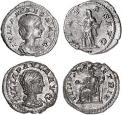 Roman Silver & Bronze Coins - Imperial Julia Maesa, grandmother of Elagabalus, (c.A.D.218-225), silver denarius, Rome Mint, issued 218-219, (2.57 g), obv. draped bust to right, IVLIA MAESA AVG, rev. P