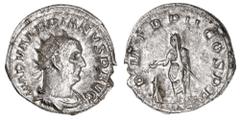 Roman Silver & Bronze Coins - Imperial Valerian I, (A.D. 253-260), silver antoninianus, Mediolanum Mint, issued 254, (3.73 g), obv. radiate bust right, around IMP VALERIANUS P AVG, rev. PM TR P II COS
