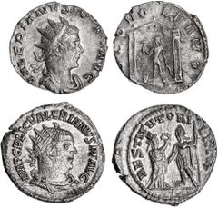 Roman Silver & Bronze Coins - Imperial Valerian I, (A.D. 253-260), and Valerian II as Caesar, (A.D. 253-255), silver antoninianus, Rome Mint, (3.10 g), obv. radiate bust of Valerian I to right, around