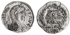 Roman Silver & Bronze Coins - Imperial Valens, (364-378), silver siliqua, Sirmium Mint, issued A.D. c.364-378, (2.09 g), obv. pearl-diademed head of Valens to right, around DN VALENS PF AVG, rev. VOTI