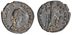 Roman Silver & Bronze Coins - Imperial Valentinian II, (375-392 A.D.), AE bronze maiorina, Nicomedia Mint, (5.67 g), obv. DN VALENTINI ANVS P F AVG, diademed, draped bust to right, rev. VIRTVS E XERCI