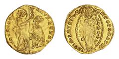 World Gold Coins Italy, Venice, Lorenzo Celsi, (1361-1365), gold ducat or zecchino, (3.56 g), obv. LAVR CELSI - S M VENETI, Doge kneeling before standing figure of St. Mark, DUX between, rev. SIT . T 