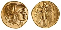 Greek Coins from the Nth QLD Collector - Gold Macedon, Kingdom of, Alexander III, (336-323 B.C.), gold stater, (8.54 g), Lampsacus Mint, issued 328-323 B.C., obv. head of Athena to right in crested Co