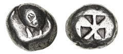 Greek Silver & Bronze Coins Attica, Islands off, Aegina, (Aigina), (510-490 B.C.), silver stater, (12.03 g), obv. smoothed shell sea turtle without row of dots down dorsal spine, with bankers mark of 