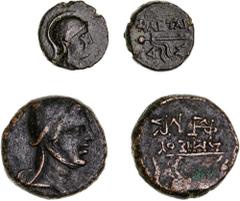 Greek Silver & Bronze Coins Pergamene Kingdom, Philetairos (282-263 B.C.), AE 14 mm, (3.53 g), obv. helmeted head of Athena right, rev. thyrsos left A above filet, M below, (SNG France 1673-5 var. [co