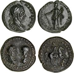 Roman Provincial Moesia Inferior, Marcianopolis, Macrinus, (AD 217-218), AE 25mm (10.99 g). P. Fu... Pontianus, consular legate, obv. laureate and cuirassed bust right, rev. Tyche standing left, weari