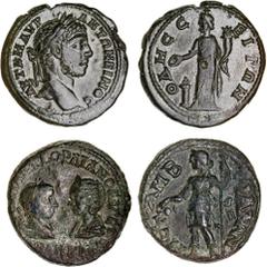 Roman Provincial Thrace, Greek Imperial with emperor portraits, various issues all in packets described, including Mesembria, Gordian III and Tranquillina, (AD 238-244), AE 25mm, (10.51 g), obv. laure