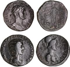 Roman Provincial Cilicia, Aegeae, Hadrian, (AD 117-138), billon AE 23mm, (10.39 g), obv. laureate bust right drapery on far shoulder, rev. Athena standing left, holding phiale and shield goat before s