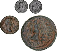 Roman Provincial Cilicia, Laertes, Elagabalus, (AD 218-222), AE 32mm (15.74 g), obv. laureate, draped and cuirassed bust right, rev. the Capitoline triad, Jupiter with eagle at feet standing between J