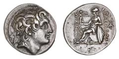Greek Silver & Bronze Coins Thrace, Kingdom of, Lysimachos, (323-281 B.C.), silver tetradrachm, (17.10 g), Amphipolis Mint, issued 288/7-282/1 B.C., obv. head of Alexander to right, with diadem and ho