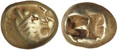 Ancient Gold Coins - Greek Lydia, uncertain king, (issued before 561 B.C. and probably c.575 B.C.), electrum trite or third stater, (4.65 g) of Lydian-Milesian (Phoenician standard), probably issued a