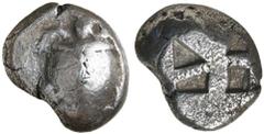 Greek Silver & Bronze Coins Attica, Aegina, (490-475 B.C.), silver stater, (11.62 g), obv. smoothed shell sea turtle without row of dots down dorsal spine, rev. "skew" design with five sunken triangle