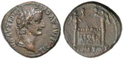 Roman Silver & Bronze Coins - Imperial Tiberius as Caesar, (A.D. 4-14), AE dupondius, Lyons (Lugdunum) mint, issued 13-14 B.C., (12.88 g), obv. laureate head right, around TI CAESAR AVGVST F IMPERAT V