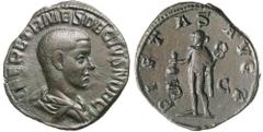 Roman Silver & Bronze Coins - Imperial Herennius Etruscus as Caesar, (A.D. 249-251), AE sestertius, issued 250, (17.44 g), obv. bare headed and draped bust of Herennius Etruscus to right, around Q HER