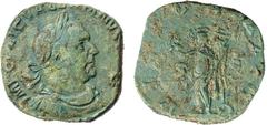 Roman Silver & Bronze Coins - Imperial Valerian I, (A.D. 253-260), AE sestertius, Rome mint, (16.17 g), obv. laureate bust of Valerian to right, around legend IMP C P LIC VALERIANVS P F AVG, rev. Vict