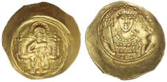 Ancient Gold - Byzantine MICHAEL VII, (A.D.1071-1078), electrum gold histamenon nomisma (scyphate), Constantinople mint, (4.41 g), obv. bearded Christ enthroned facing, wearing nimbus, raising right h