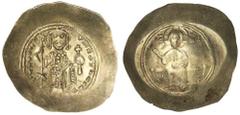 Ancient Gold - Byzantine NICEPHORUS III, (A.D.1078-1081), electrum gold histamenon nomisma (scyphate), Constantinople mint, (4.37 g), obv. bearded Christ enthroned no back, facing, wearing nimbus, rai