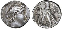 Greek Silver & Bronze Coins SYRIA, Kingdom of, Demetrios II, second reign, (129-125 B.C.), silver tetradrachm, (14.06 g, Phoenician standard), Tyre mint, issued year 129-128 B.C., obv. diademed head o