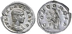 Roman Silver & Bronze Coins - Roman Imperial JULIA PAULA (WIFE OF ELAGABALUS), (A.D. 220), silver denarius, (2.71 g), Rome mint, obv. draped bust of Julia Paula to right, around IVLIA PAVLA AVG, rev. 