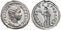 Roman Silver & Bronze Coins - Roman Imperial JULIA MAMAEA, mother of Severus Alexander, (A.D.222-235), silver denarius, Rome mint, issued 224, (2.60 g), obv. draped bust to right of Julia Mamaea, IVLI