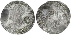 World Silver & Bronze (M -Z) NETHERLANDS, under Spain, Philip II (1555-1598), Philip half ecu (or daalder), 1573, Holland, (16.99 g), obv. cuirassed bust left, dated below 1573, rev. crowned arms with