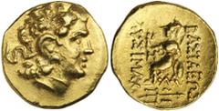 Ancient Gold Coins - Greek THRACE, Kingdom of, Lysimachos, (323-281 B.C.), gold stater, (8.30 g), Kallatis mint, posthumous issue c.88-86 B.C., obv. diademed head of Alexander the Great to right, wear