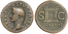 Roman Silver & Bronze - Roman Imperial AUGUSTUS, (27 B.C. - A.D. 14), AE as, posthumous issue, Rome mint, issued under Tiberius, issued A.D. 22-30, (10.61 g), obv. radiate head of Augustus to left, DI