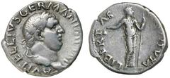 Roman Silver & Bronze - Roman Imperial VITELLIUS, (A.D. 69), silver denarius, issued 69, Rome mint, (3.49 g), obv. laureate head to right of Vitellius, around A VITELLIVS GERMAN IMP TR P, rev. Liberta