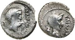 Roman Silver & Bronze - Roman Republic JULIUS CAESAR AND MARK ANTONY, (43 B.C.), silver denarius, Gallia Transalpina and Cisalpina mint, (3.61 g), obv. M ANTON IMP [R.P.C.], around Mark Antony bare he