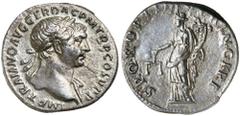 Roman Silver & Bronze - Roman Imperial ANCIENT ROMAN DENARII, Trajan, (A.D. 98-117), issued 108, Rome mint, (3.11 g), obv. laureate head draped on right shoulder to right of Trajan, around IMP TRAIANO