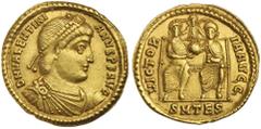 Dr C. Haymes Collection - Ancient Gold Coins VALENTINIAN I, (A.D. 364-375), gold solidus, Thessalonica mint, issued 364, (4.46 g), obv. pearl diademed, draped and cuirassed bust to right of Valentinia