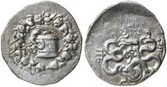 Dr C. Haymes Collection - Greek Coins MYSIA, Pergamon, (c.104-98 B.C.), silver cistophoric tetradrachm, (12.60 g), obv. cista mystica containing serpent, all within ivy wreath, rev. bow in case betwee