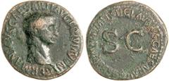 Roman Silver & Bronze - Imperial GERMANICUS, son of Nero Claudius Drusus, brother of Claudius, (born 15 B.C., died A.D. 19), AE as, Rome mint, issued A.D. 42-43, struck under Claudius, (11.30 g), obv.