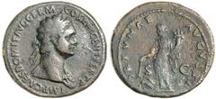 Roman Silver & Bronze - Imperial DOMITIAN, (A.D. 81-96), AE as, Rome mint, issued A.D. 92-94, (10.22 g), obv. laureate head of Domitian to right, around IMP CAES DOMIT AVG GERM COS XIII CENS PERP P, r