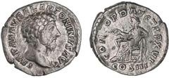 Roman Silver & Bronze - Imperial ANTONINUS PIUS, (A.D. 138-161), with Marcus Aurelius Caesar, silver denarius, Rome Mint, issued 141, (2.65 g), obv. around ANTONINVS AVG PIVS PP, laureate head of Anto