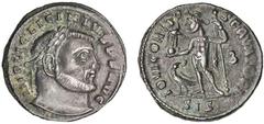 Roman Silver & Bronze - Imperial CONSTANTINE I, (A.D. 307-337), AE follis, issued mid 316, Trier mint, (3.12 g), obv. laureate cuirassed bust to right, around IMP CONSTANTINVS AVG, rev. Sol standing l