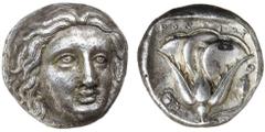 Greek Silver & Bronze Coins CARIA, Island of, Rhodes, (c.375-360 B.C., Ashton dates c.360-late 340's B.C.), silver tetradrachm, (15.092 grams), obv. head of Helios three-quarter face to right with hai