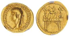 Ancient Gold Coins - Roman NERO CLAUDIUS DRUSUS, father of Claudius, (died 9 BC), gold aureus (7.67 g), Lugdunum mint, issued under Claudius, A.D. 41-45, obv. NERO CLAVDIVS DRVSVS GERMANICVS IMP, laur