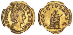Ancient Gold Coins - Roman HERENNIA ETRUSCILLA WIFE OF TRAJAN DECIUS, (A.D. 249-251), gold aureus, Rome mint, (4.60 g), obv. diademed and draped bust to right, around HER ETRUSCILLA AVG, rev. Pudiciti
