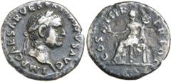 Roman Silver & Bronze Coins - Imperial VESPASIAN, (A.D. 69-79), silver denarius, Rome mint, issued A.D. 70, (3.11 g), obv. laureate head of Vespasian to right, around IMP CAESAR VESPASIANVS AVG, rev. 