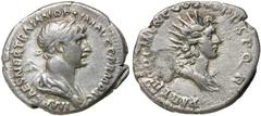 Roman Silver & Bronze Coins - Imperial TRAJAN, (A.D. 98-117), silver denarius, issued 117, Rome mint, (2.96 g), obv. laureate draped bust to right of Trajan, around IMP CAES NER TRAIAN OPTIM AVG GERM 