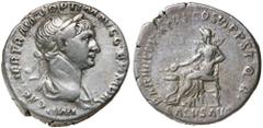Roman Silver & Bronze Coins - Imperial TRAJAN, (A.D. 98-117), silver denarius, issued 114-117, Rome mint, (3.26 g), obv. laureate bust draped to right of Trajan, around IMP CAES NER TRAIAN OPTIM AVG G
