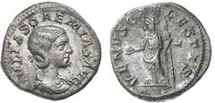 Roman Silver & Bronze Coins - Imperial JULIA SOAEMIAS, mother of Elagabalus, (c.A.D.218-222), silver denarius, (2.72 g), Rome mint, issued 220-222, obv. draped bust to right, IVLIA SOAEMIAS AVG, rev. 