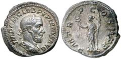 Roman Silver & Bronze Coins - Imperial PUPIENUS, (A.D. 238), silver denarius, Rome mint, (3.34 g), issued May - July A.D. 238, obv. bearded Pupienus laureate draped and cuirassed bust to right, around