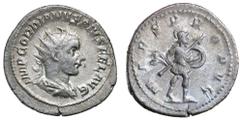 Roman Silver & Bronze Coins - Imperial GORDIAN III, (A.D. 238-244), silver antoninianus, (4.19 g), obv. radiate bust right, around IMP GORDIANVS PIVS FEL AVG, rev. MARS PROPVG, Mars standing to right,