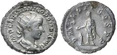 Roman Silver & Bronze Coins - Imperial GORDIAN III, (A.D. 238-244), silver antoninianus, Rome mint, issued 240, (3.85 g), obv. radiate bust right, around IMP CAES M ANT GORDIANVS AVG, rev. Gordian sta